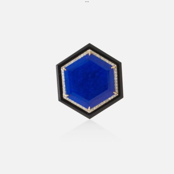 Luxurious Lapis Lazuli, Black Onyx, and Diamond Statement Ring - Picture 2 of 3